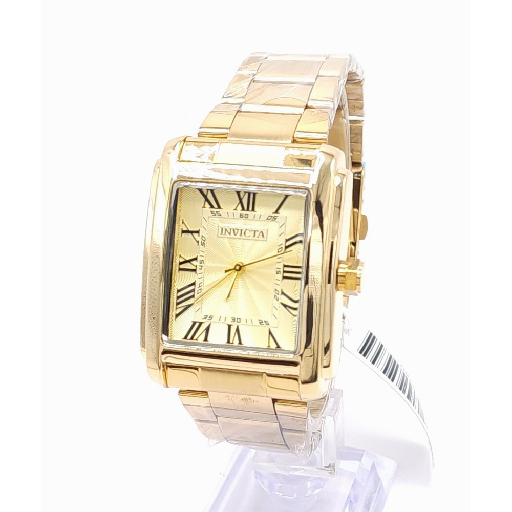 Invicta Andover 69201 Men's Gold Tone Rectangular Watch Roman Numeral New